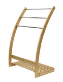 CARLA HOME Bamboo Towel Bar Metal Holder Rack 3-Tier Freestanding and Bottom shelf for Bathroom