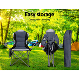 Set of 2 Portable Folding Camping Armchair - Grey