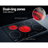 Devanti 90cm Ceramic Cooktop Electric Cook Top 5 Burner Stove Hob Touch Control 6-Zones