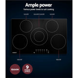 Devanti 90cm Ceramic Cooktop Electric Cook Top 5 Burner Stove Hob Touch Control 6-Zones