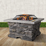 Grillz Stone Base Outdoor Patio Heater Fire Pit Table