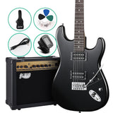 Alpha Electric Guitar And AMP Music String Instrument Rock Black Carry Bag Steel String