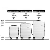 Wanderlite 3pcs Luggage Trolley Set Travel Suitcase TSA Hard Case White