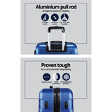 Wanderlite 2pc Luggage Travel Sets Suitcase Trolley TSA Lock Bonus Blue