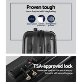 Wanderlite 3pcs Luggage Set Travel Suitcase Storage Organiser TSA lock Black