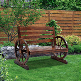 Gardeon Wooden Wagon Wheel Bench - Brown