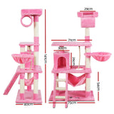 i.Pet Cat Tree 141cm Trees Scratching Post Scratcher Tower Condo House Furniture Wood Pink