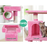 i.Pet Cat Tree 141cm Trees Scratching Post Scratcher Tower Condo House Furniture Wood Pink