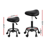 Artiss Set of 2 Saddle Chair Salon Stool Black Swivel Stools Hydraulic Lift Barber Black