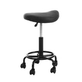 Artiss Set of 2 Saddle Chair Salon Stool Black Swivel Stools Hydraulic Lift Barber Black