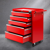 Giantz 5 Drawer Mechanic Tool Box Cabinet Storage Trolley - Red