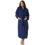 Royal Comfort 100% Cotton Bathrobe Waffle Unisex Ultra Soft Absorbent Durable - Medium - Navy