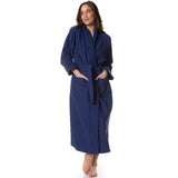 Royal Comfort 100% Cotton Bathrobe Waffle Unisex Ultra Soft Absorbent Durable - Large - Navy