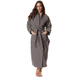 Royal Comfort 100% Cotton Bathrobe Waffle Unisex Ultra Soft Absorbent Durable - Large - Charcoal