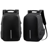 Anti Theft Backpack Waterproof bag School Travel Laptop Bags USB Charging - Black