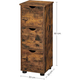 VASAGLE Bathroom Floor Cabinet 3 Drawers Rustic Brown BBK150X01