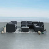 8PCS Outdoor Furniture Modular Lounge Sofa Lizard - Black