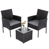 3PC Outdoor Table and Chairs Set - Black