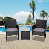 3PC Outdoor Table and Chairs Set - Black