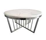 Salina Coffee Table - Marble - 80cm Silver