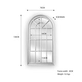 X-Large Window Style Mirror - White Arch 100 CM x 180 CM