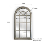 X-Large Window Style Mirror - Champagne Arch 100 CM x 180 CM