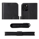 For iPhone 12 mini Case iCoverLover Black Genuine Cow Leather Wallet Folio Case