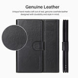 For iPhone 12 mini Case iCoverLover Black Genuine Cow Leather Wallet Folio Case