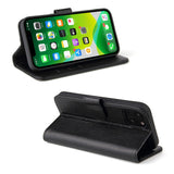 For iPhone 13 mini Case iCoverLover Black Genuine Cow Leather Wallet Folio Cover