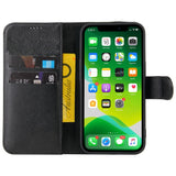 For iPhone 13 mini Case iCoverLover Black Genuine Cow Leather Wallet Folio Cover