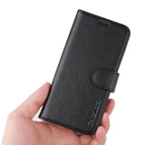 For iPhone 13 mini Case iCoverLover Black Genuine Cow Leather Wallet Folio Cover