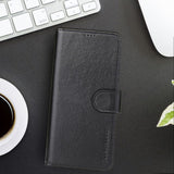 For iPhone 13 mini Case iCoverLover Black Genuine Cow Leather Wallet Folio Cover