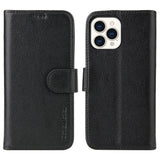 For iPhone 13 Pro Case iCoverLover Black Genuine Cow Leather Wallet Folio Cover