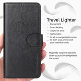 For iPhone 13 Pro Case iCoverLover Black Genuine Cow Leather Wallet Folio Cover