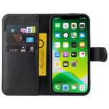 For iPhone 13 Pro Case iCoverLover Black Genuine Cow Leather Wallet Folio Cover