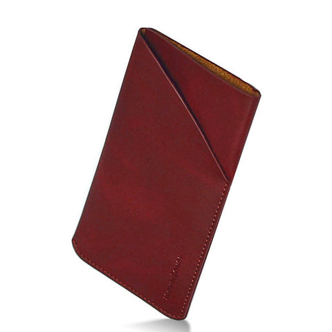 For iPhone SE 5G (2022), SE (2020) / 8 / 7 / 6s / 6 Reddish Brown Genuine Leather Pouch