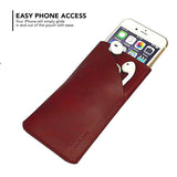 For iPhone SE 5G (2022), SE (2020) / 8 / 7 / 6s / 6 Reddish Brown Genuine Leather Pouch