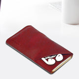 For iPhone SE 5G (2022), SE (2020) / 8 / 7 / 6s / 6 Reddish Brown Genuine Leather Pouch