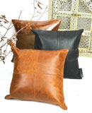 Melbourne Leather Co Genuine Leather Patchwork Cushion Cover Pillow Cover Leather Pillow Leather Cushion Vintage Leather Tan Pillow Cover