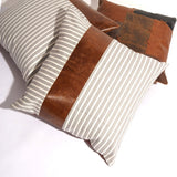 Linen Connections Genuine Leather Patchwork Cushion Cover Pillow Cover Leather Pillow Leather Cushion Vintage Leather Tan Pillow Cover