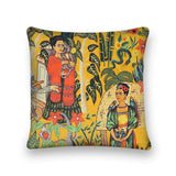 Mexican Painter Pillow Case, Frida Floral Decorative Cushion, Mexican Painter Art Garden Country Mexico Muertes Cushion Cover