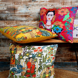 Mexican Painter Pillow Case, Frida Floral Decorative Cushion, Mexican Painter Art Garden Country Mexico Muertes Cushion Cover