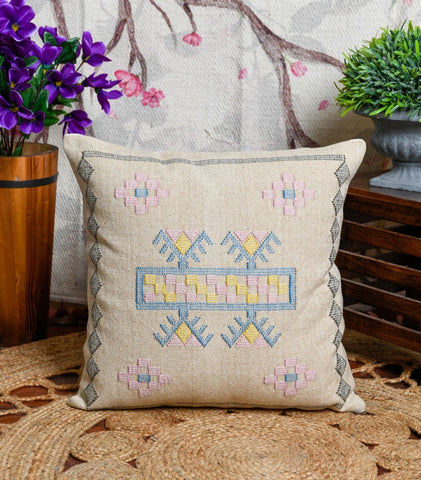 Tassels Linen Cushion Cover 50*50cm Beige Pillow Cover Handmade Boho rustic decor cream Moroccan Cushions Hand Tufted Cushion Lumbar Pillow