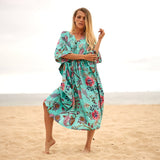 Linen Connections Cotton Kaftan Kimono Caridgan Summer Clothing Valentine Mother's Day Gift Maxi Dress Maternity Wear Christmas Gift for her | Blue