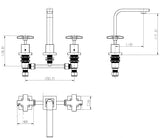 3pc Basin Tap Faucet Set - Bathroom Laundry Sink