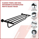 Classic Towel Bar Rail Bathroom Electroplated Matte Black Finish