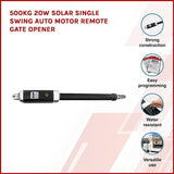 500KG 20W Solar Single Swing Auto Motor Remote Gate Opener