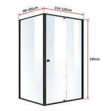 Semi Frameless Shower Screen (114~122)x 195cm & (98~101)x195cm Side AS/NZS Glass