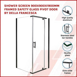 Shower Screen 900x900x1900mm Framed Safety Glass Pivot Door By Della Francesca