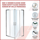 800 x 1200mm Sliding Door Nano Safety Glass Shower Screen By Della Francesca